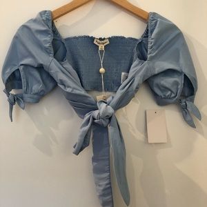 For Love & Lemons Juniper Cotton Wrap Top